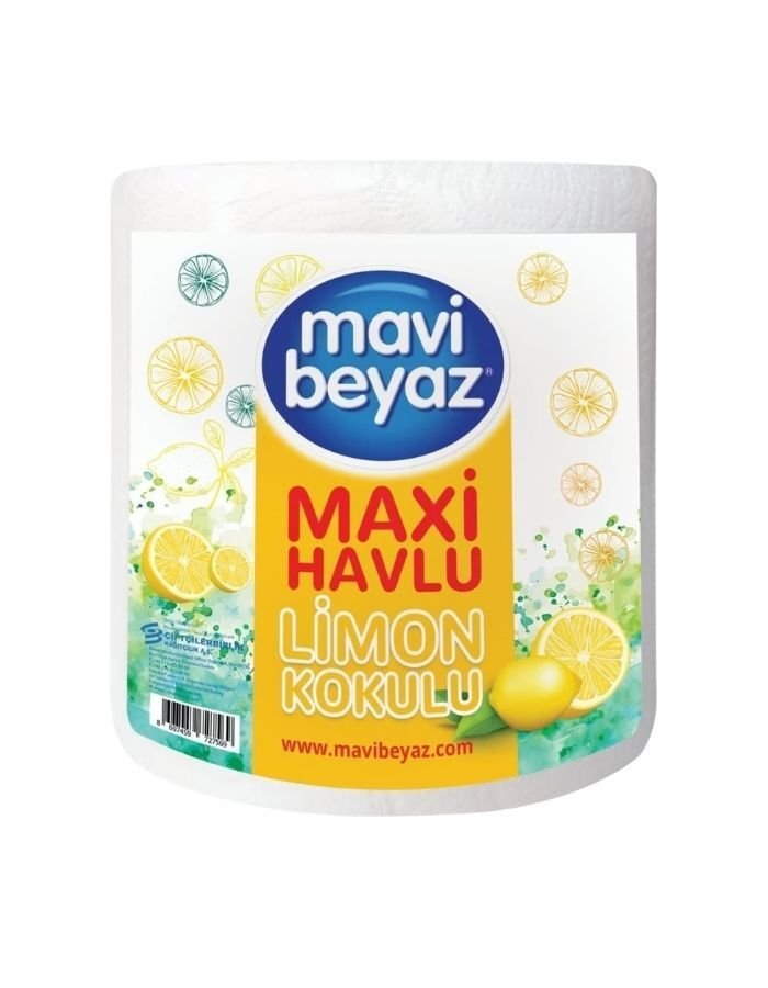 Mavi Beyaz Limon Kokulu Rulo Maxı Kağıt Havlu