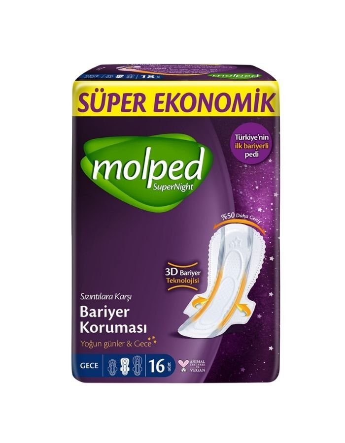 Molped Supernight Gece 16'li Hijyenik Ped