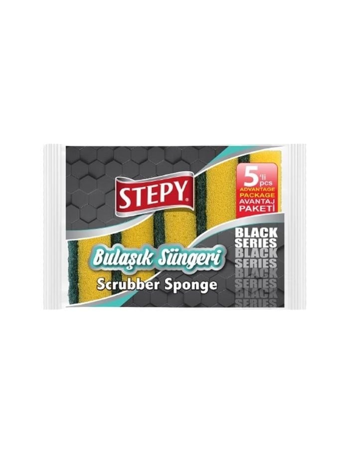Stepy Black 5'li Bulaşık Süngeri