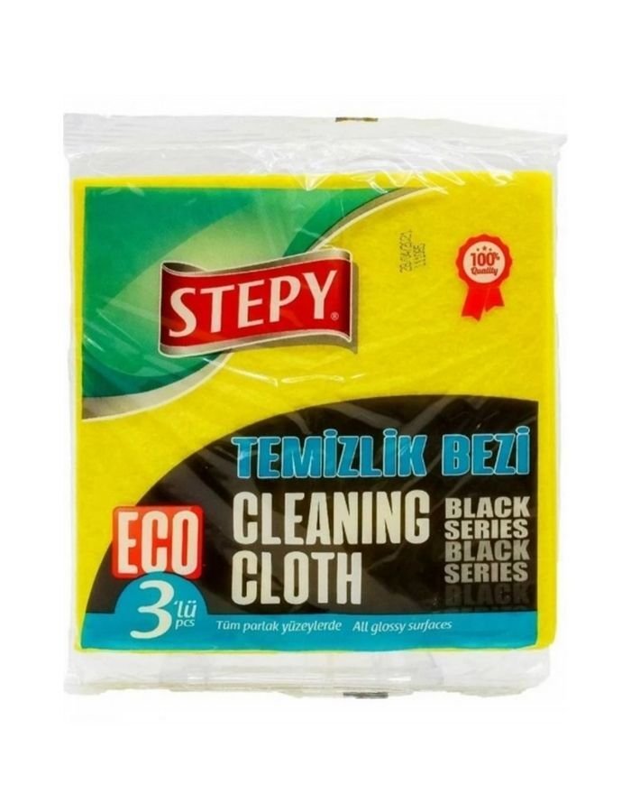 Stepy Black 3'lü Sarı Temizlik Bezi 34X35 cm