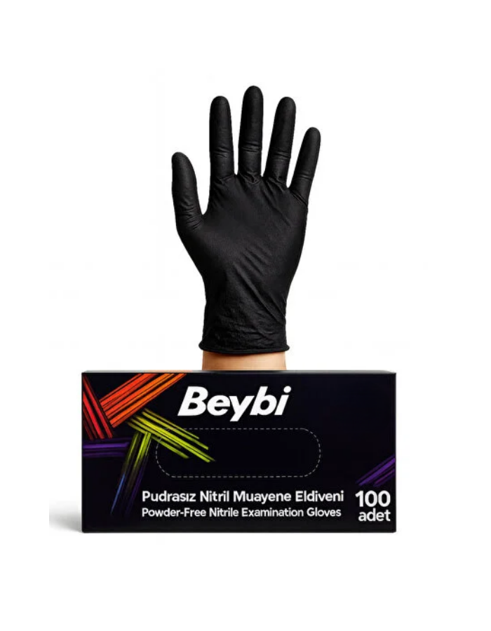 Beybi Nitril Xl Beden Siyah Kalın Eldiven