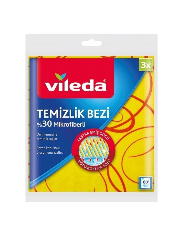 Vileda %30 Mikrofiber 3'lü Temizlik Bezi
