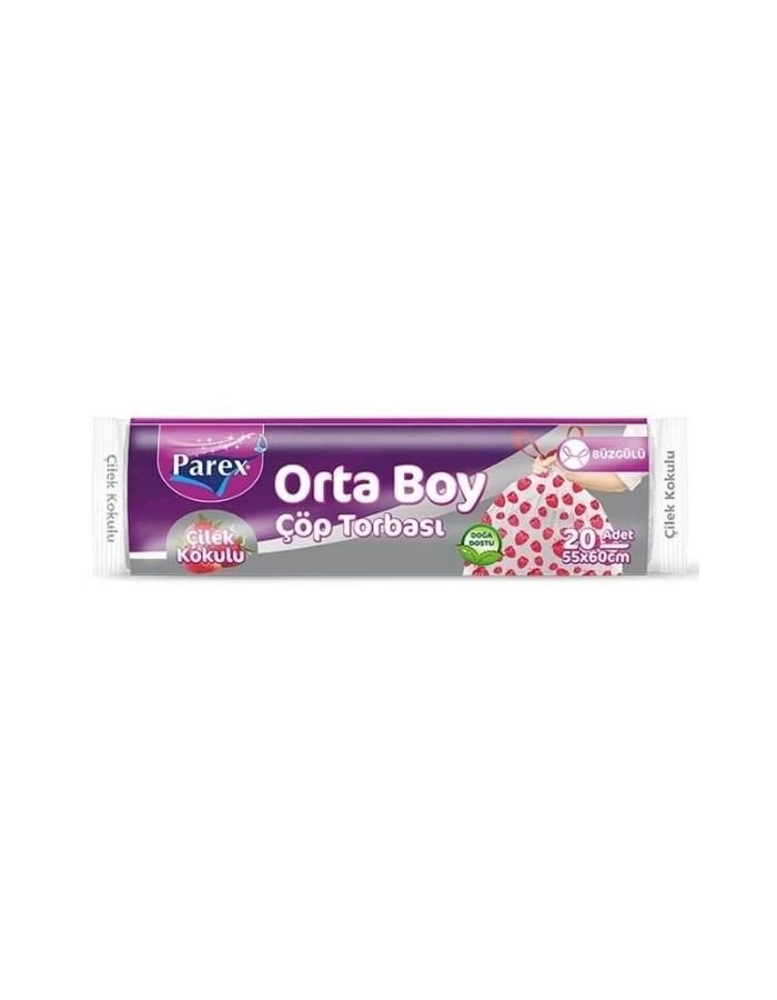 Parex Çilek 15'li Büzgülü Orta Boy Çöp Poşeti