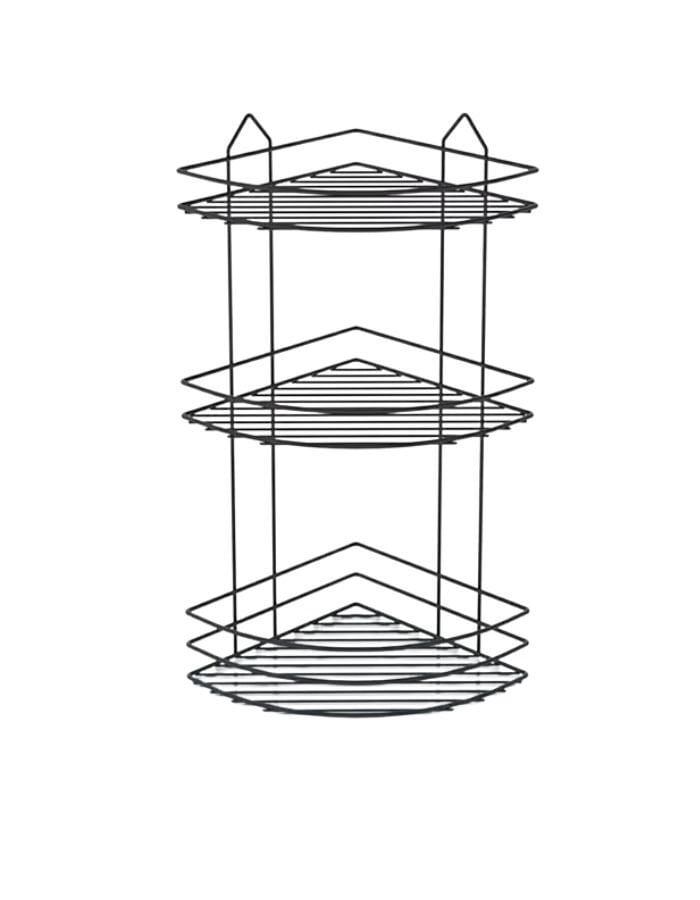 Daystone Yapışkanlı Siyah Banyo Köşe Rafı