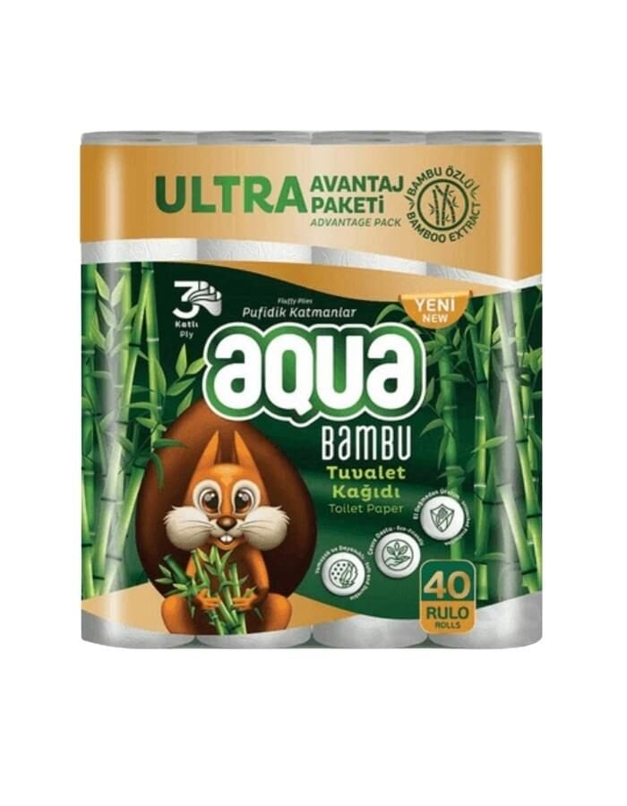 Aqua 40Lı 3 Katlı Bambu Tuvalet Kağıdı