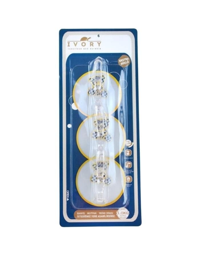 Ivory 3'lü Akrilik Yapışkanlı Askı