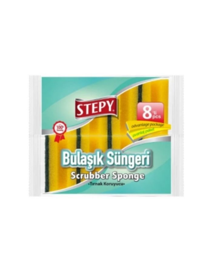 Stepy 8Li Oluklu Bulaşık Süngeri