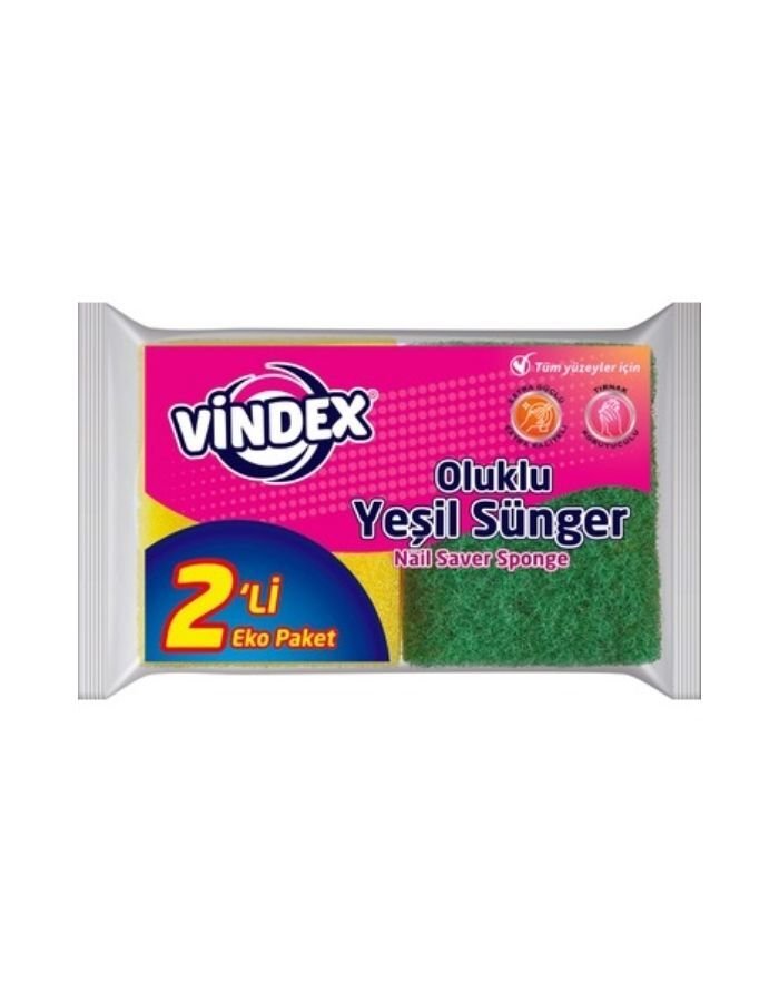 Vindex 2'li Oluklu Yeşil Sünger