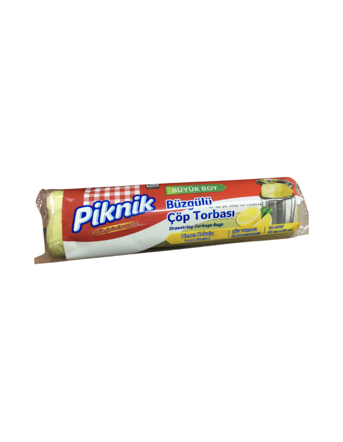 Piknik Büzgülü 10'lu Büyük Boy Limon Kokulu Çöp Poşeti