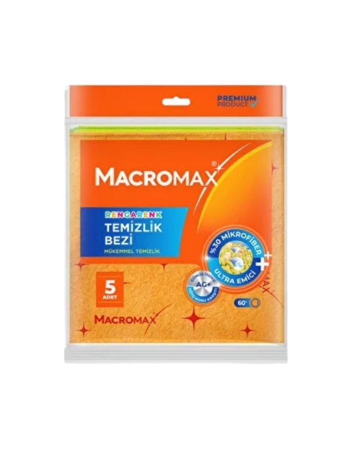 Macromax Rengarenk 5'li Temizlik Bezi