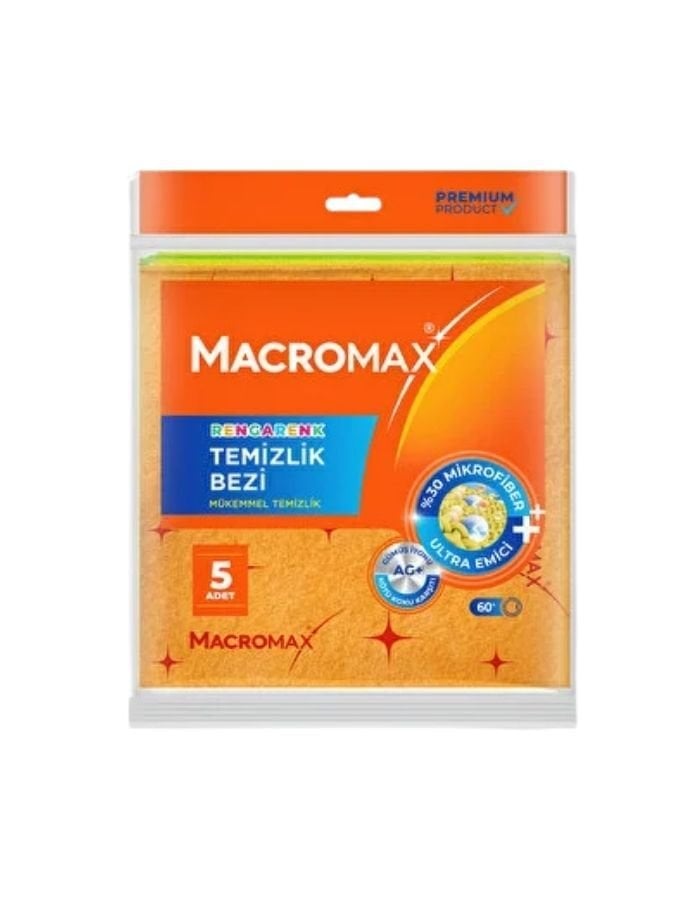 Macromax Rengarenk 5'li Temizlik Bezi