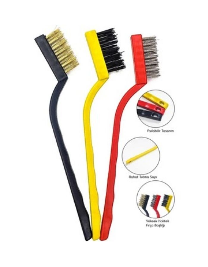 İnce 3'lü Temizlik Fırçası Tel