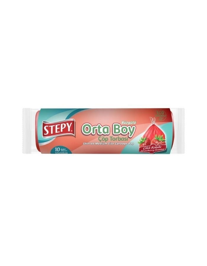 Stepy Büzgülü Orta Boy  Çilek Çöp Poşeti