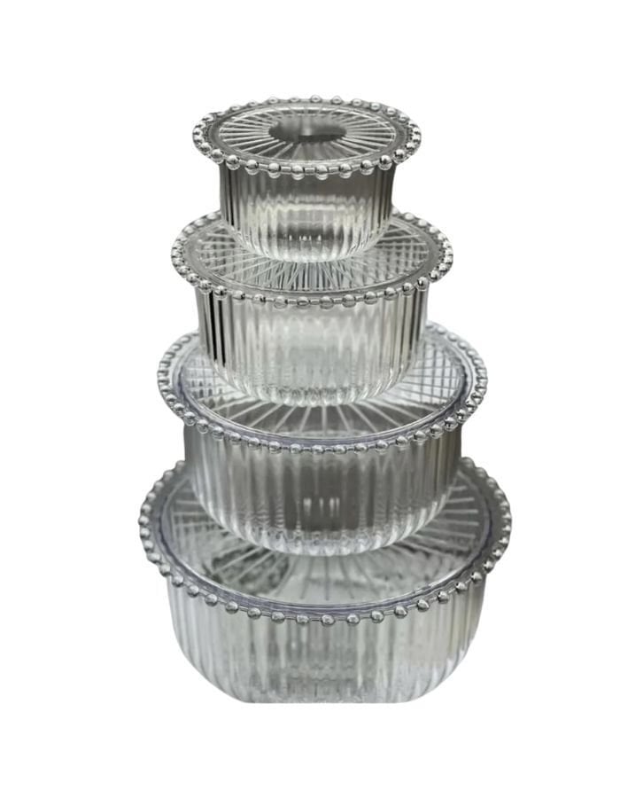 Loza Yuvarlak Boncuklu 4'lü Saklama Kabı