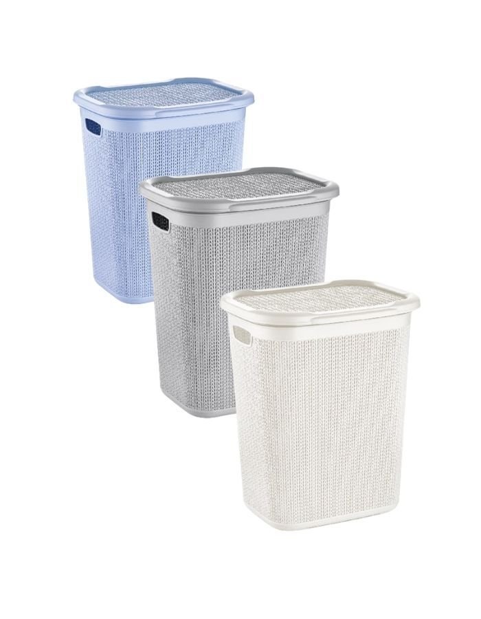 Üçsan Kirli Çamaşır Sepeti Örgü Desen 50 Lt