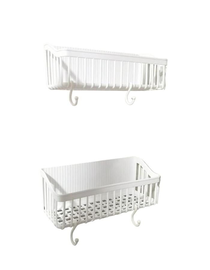 Banyo 2'li Yapışkanlı Beyaz Duş Rafı